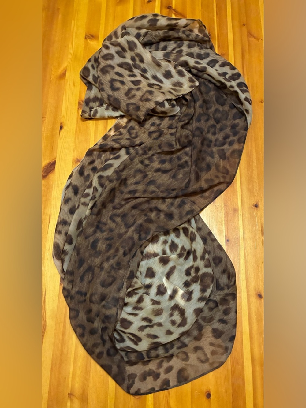 Chico's Brown Leopard Print Large Lightweight Scarf - Picture 2 of 11